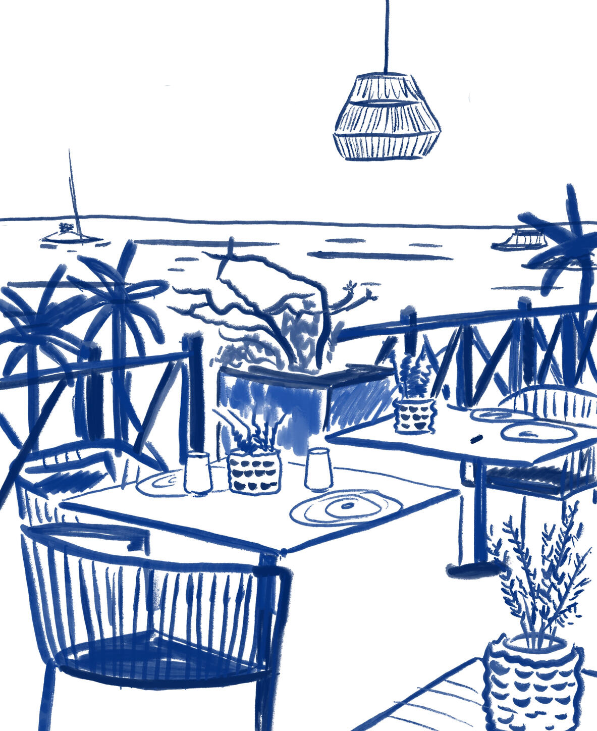 BLUE BEACH SCENE
